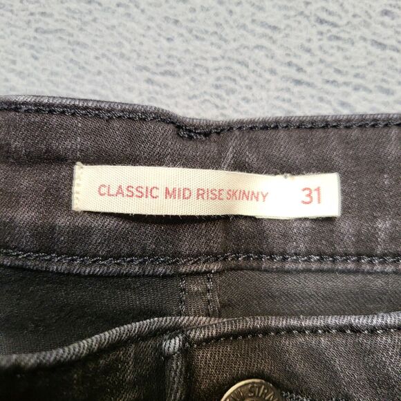 Levis Jeans Womens 31 Black Classic Skinny Leg Stretch Denim Distressed - Picture 3 of 11